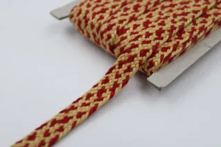 Red and Pale Yellow Diamond Flat Drawstring Cord sample, design MT-E7D3E97B, view 4