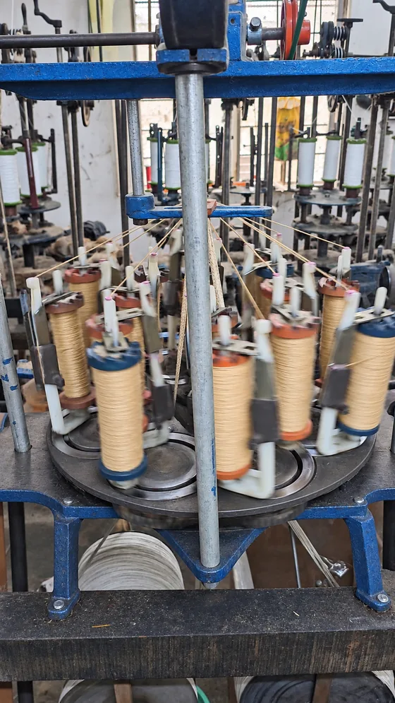Natural cord braiding in our Jaipur factory