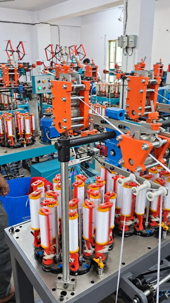 Braiding machines at work in our Jaipur factory