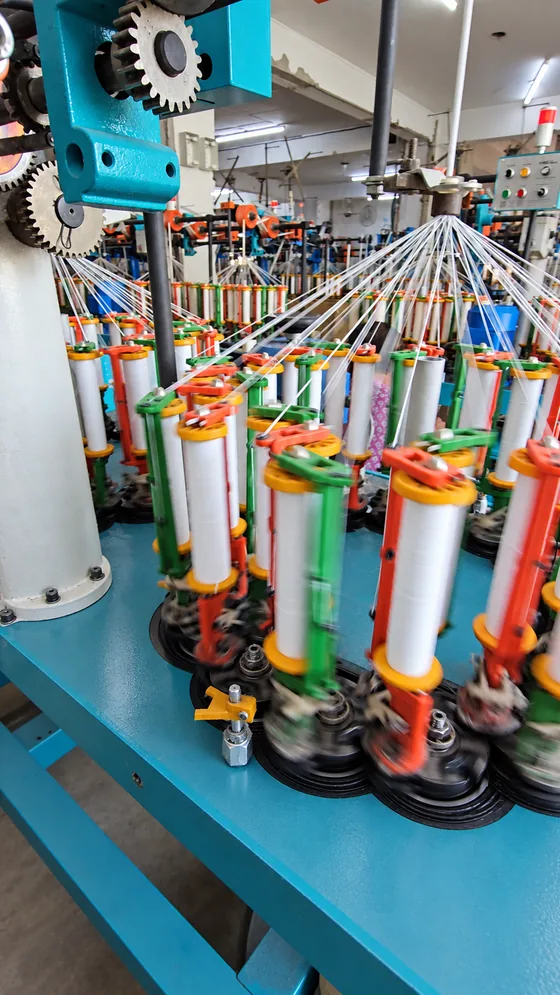 Braiding carrier close-up in our Jaipur factory