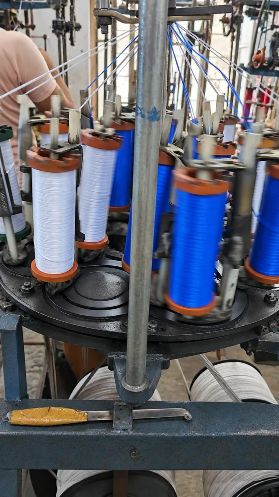 Two-tone braid in production in our Jaipur factory
