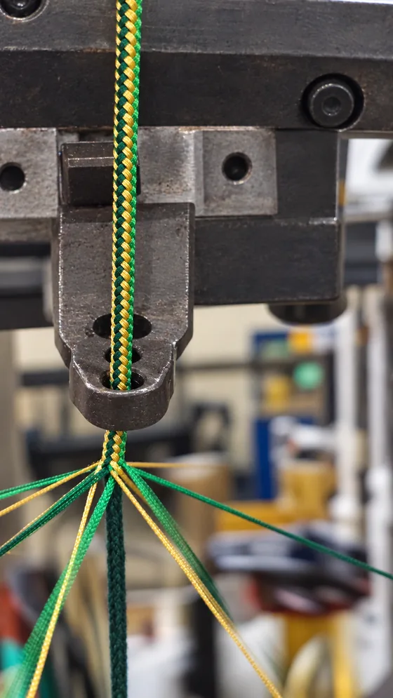 Green patterned cord formation in our Jaipur factory