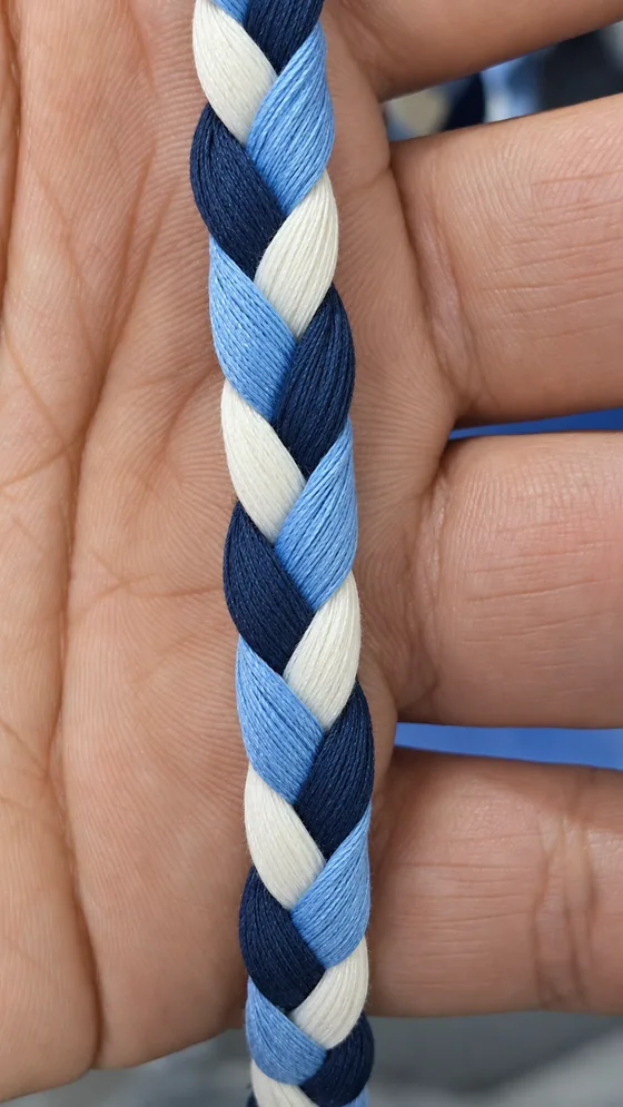 Three-colour braid sample in our Jaipur factory