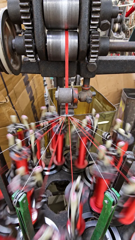 Red cord take-up in our Jaipur factory