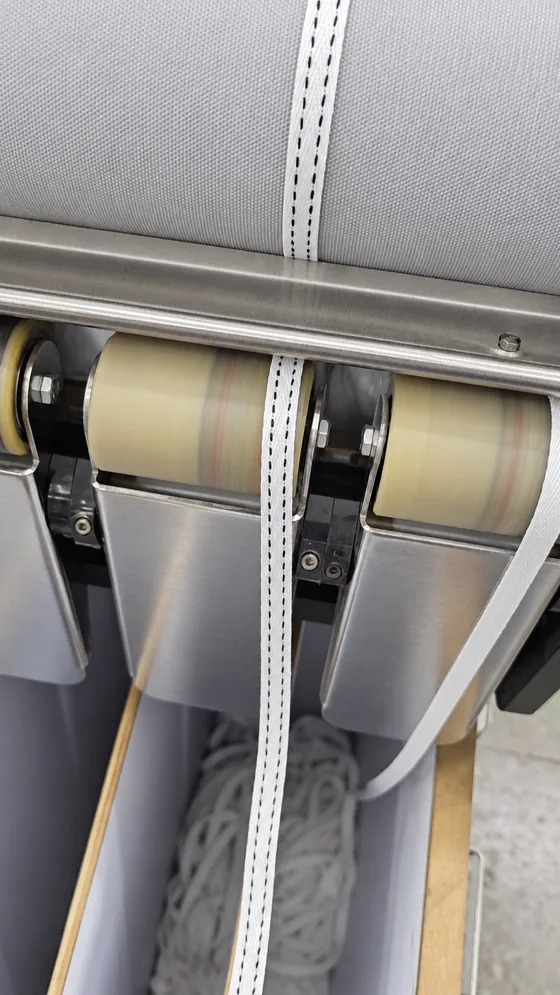 White patterned tape finishing in our Jaipur factory