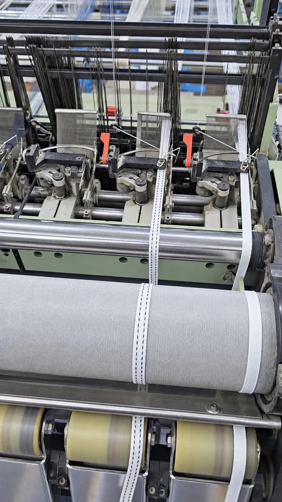 White narrow tape line in our Jaipur factory