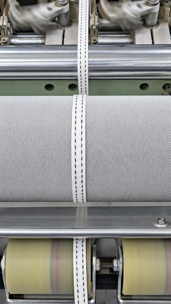 White tape through the rollers in our Jaipur factory