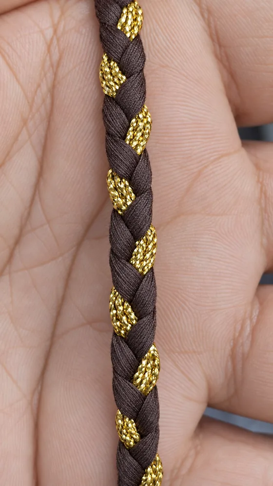 Dark braid with metallic accents in our Jaipur factory
