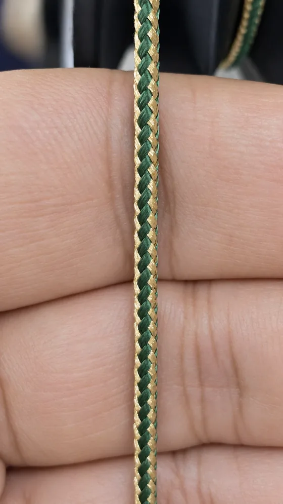 Green patterned cord sample in our Jaipur factory