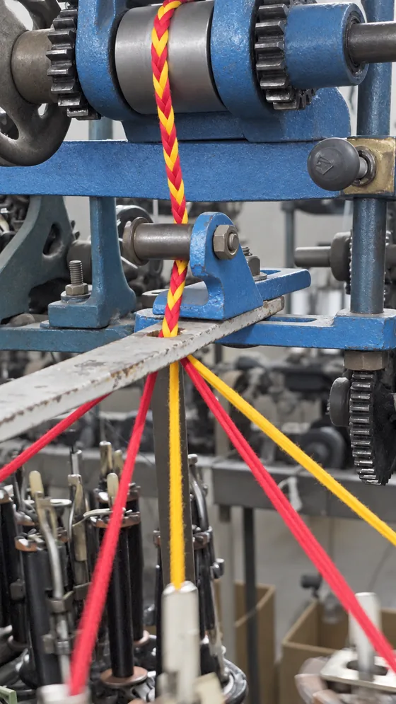 Red and yellow braid formation in our Jaipur factory