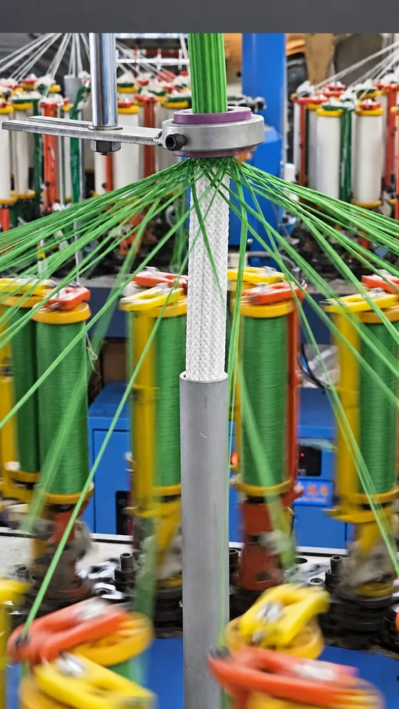 Green flat braid production in our Jaipur factory