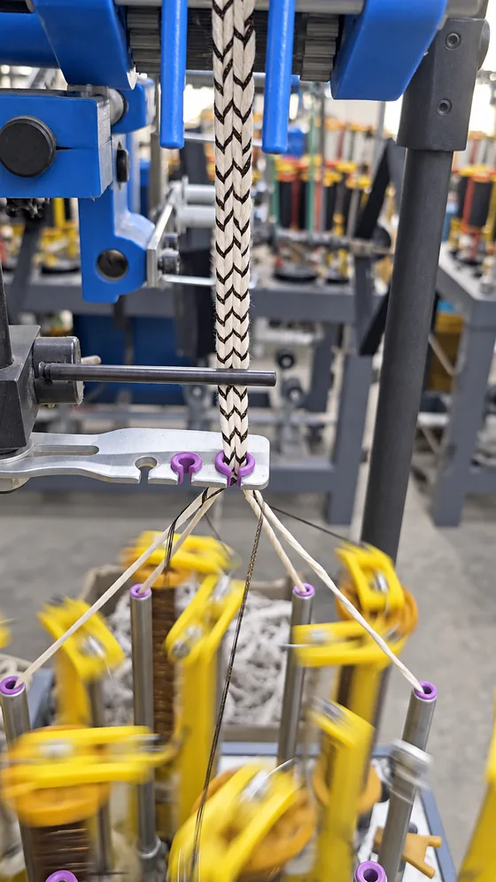 Patterned flat braid formation in our Jaipur factory
