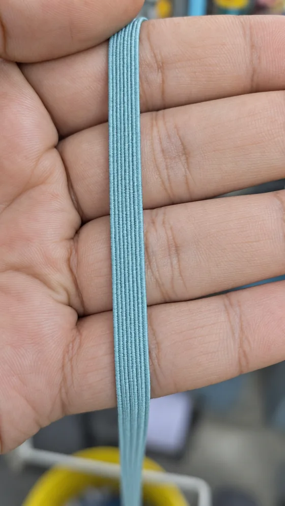 Blue narrow braid sample in our Jaipur factory