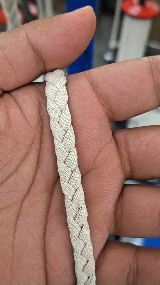 White decorative braid detail in our Jaipur factory