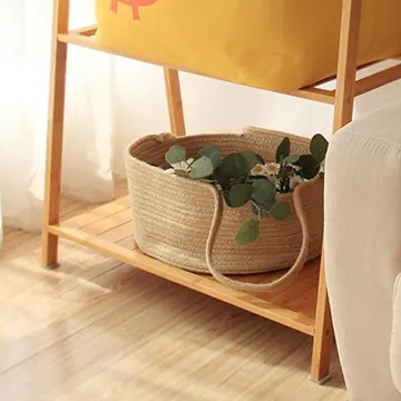 Collapsible Woven Cotton Rope and Jute Laundry Hamper