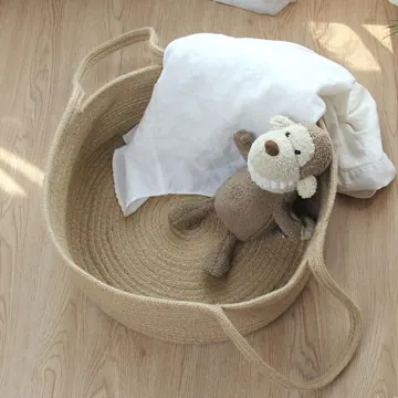 Collapsible Woven Cotton Rope and Jute Laundry Hamper, photo 5