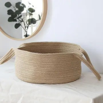 Collapsible Woven Cotton Rope and Jute Laundry Hamper, photo 6