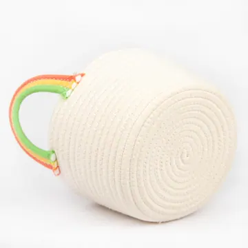 Woven Polycotton Rope Nursery Basket with Rainbow Handle, photo 3
