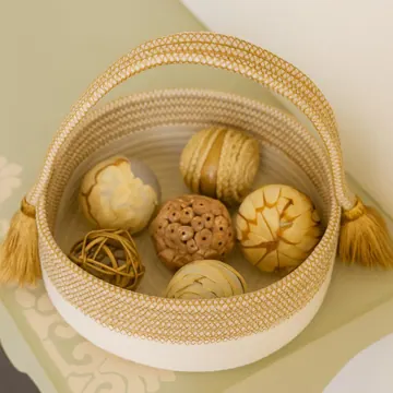 Round Cotton Rope Storage Basket with Tasselled Handle, photo 10