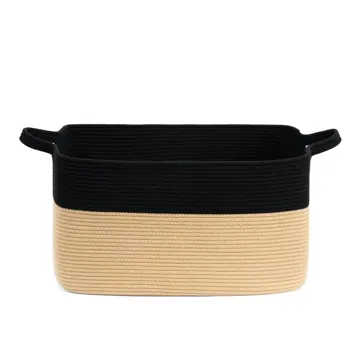 Rectangular Cotton Rope Blanket Storage Basket with Handles, photo 2