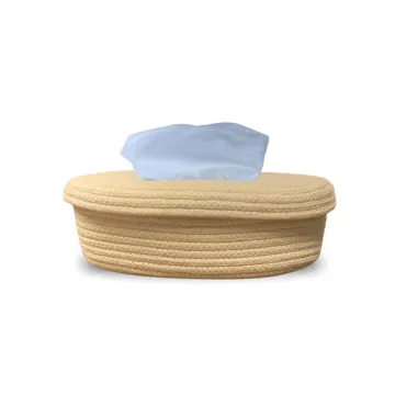 Rectangular Jute and Polycotton Tissue Box Holder, 7 Designs, photo 2