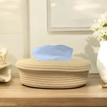 Rectangular Jute and Polycotton Tissue Box Holder, 7 Designs, photo 3
