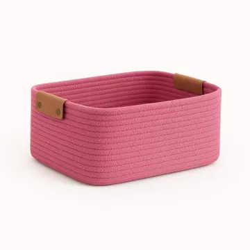 Rectangular Woven Jute Storage Basket with Leather Handles, photo 8