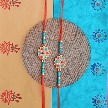 Floral and Pearl Rakhis for Brothers, Set of 2