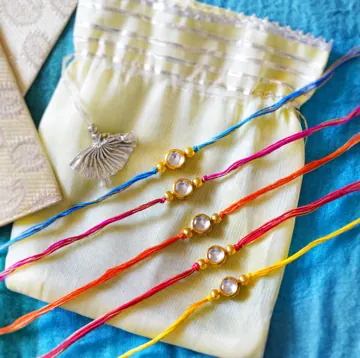 Floral and Pearl Rakhis for Brothers, Set of 2, photo 2