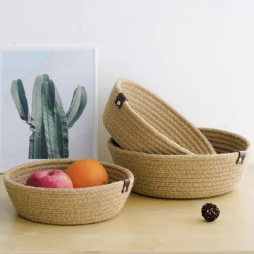 Round Woven Jute and Cotton Shelf Basket, 3 Sizes, photo 12