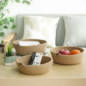 Round Woven Jute and Cotton Shelf Basket, 3 Sizes, photo 13