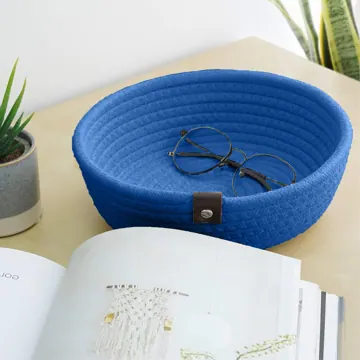 Round Woven Jute and Cotton Shelf Basket, 3 Sizes, photo 14