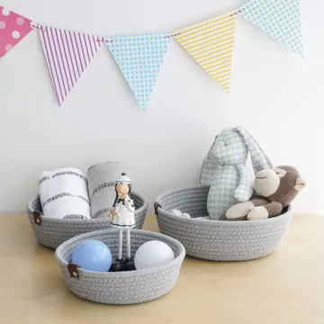 Round Woven Jute and Cotton Shelf Basket, 3 Sizes, photo 4