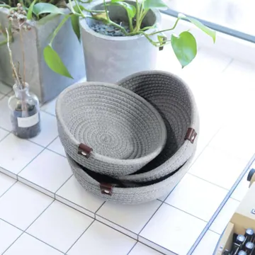 Round Woven Jute and Cotton Shelf Basket, 3 Sizes, photo 5