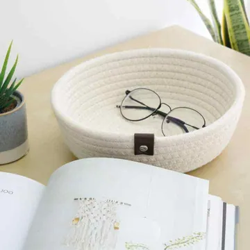 Round Woven Jute and Cotton Shelf Basket, 3 Sizes, photo 6