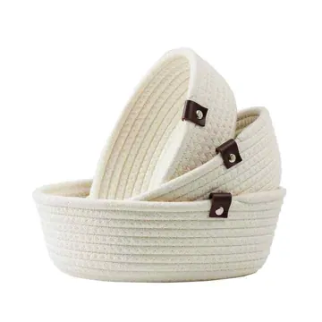 Round Woven Jute and Cotton Shelf Basket, 3 Sizes, photo 9