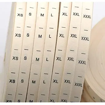 Cotton Polyester Size Labels, XS to 4XL, 2000 per Roll