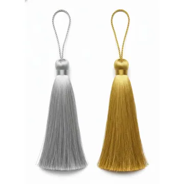 9 Inch Metallic Zari Curtain Tassel with Braided Loop, photo 2