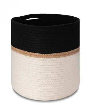 Woven Cotton Rope and Jute Folding Storage Basket, 28 x 28 cm