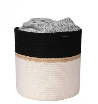 Woven Cotton Rope and Jute Folding Storage Basket, 28 x 28 cm, photo 2