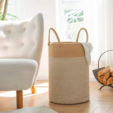 Collapsible Cotton Rope Basket, 30 x 15 cm