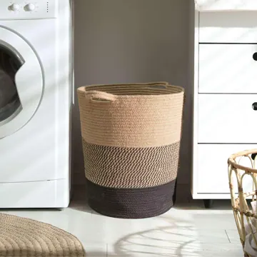 Large Jute Rope Laundry Basket, Brown and Black, photo 5