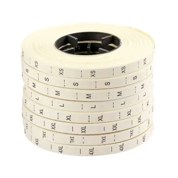 Cotton Polyester Size Label Roll Set, S to XL