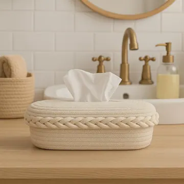 Rectangular Cotton Tissue Box Holder in 4 Designs