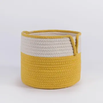 Round Cotton Rope Laundry Basket in Yellow