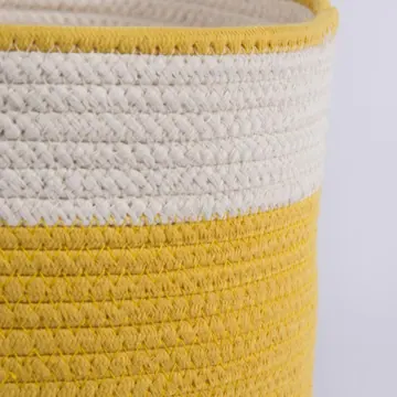 Round Cotton Rope Laundry Basket in Yellow, photo 2