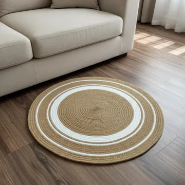 Hand-Braided Jute and Cotton Round Rug, 2 Feet, photo 3