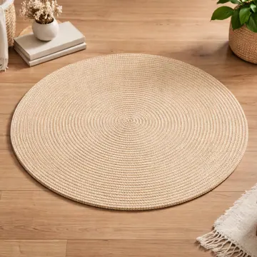 Hand-Braided Jute and Cotton Round Rug, 2 Feet, photo 5