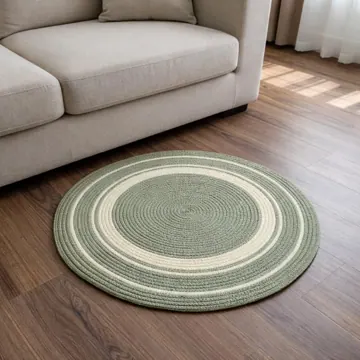 Hand-Braided Jute and Cotton Round Rug, 2 Feet, photo 6