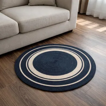 Hand-Braided Jute and Cotton Round Rug, 2 Feet, photo 7